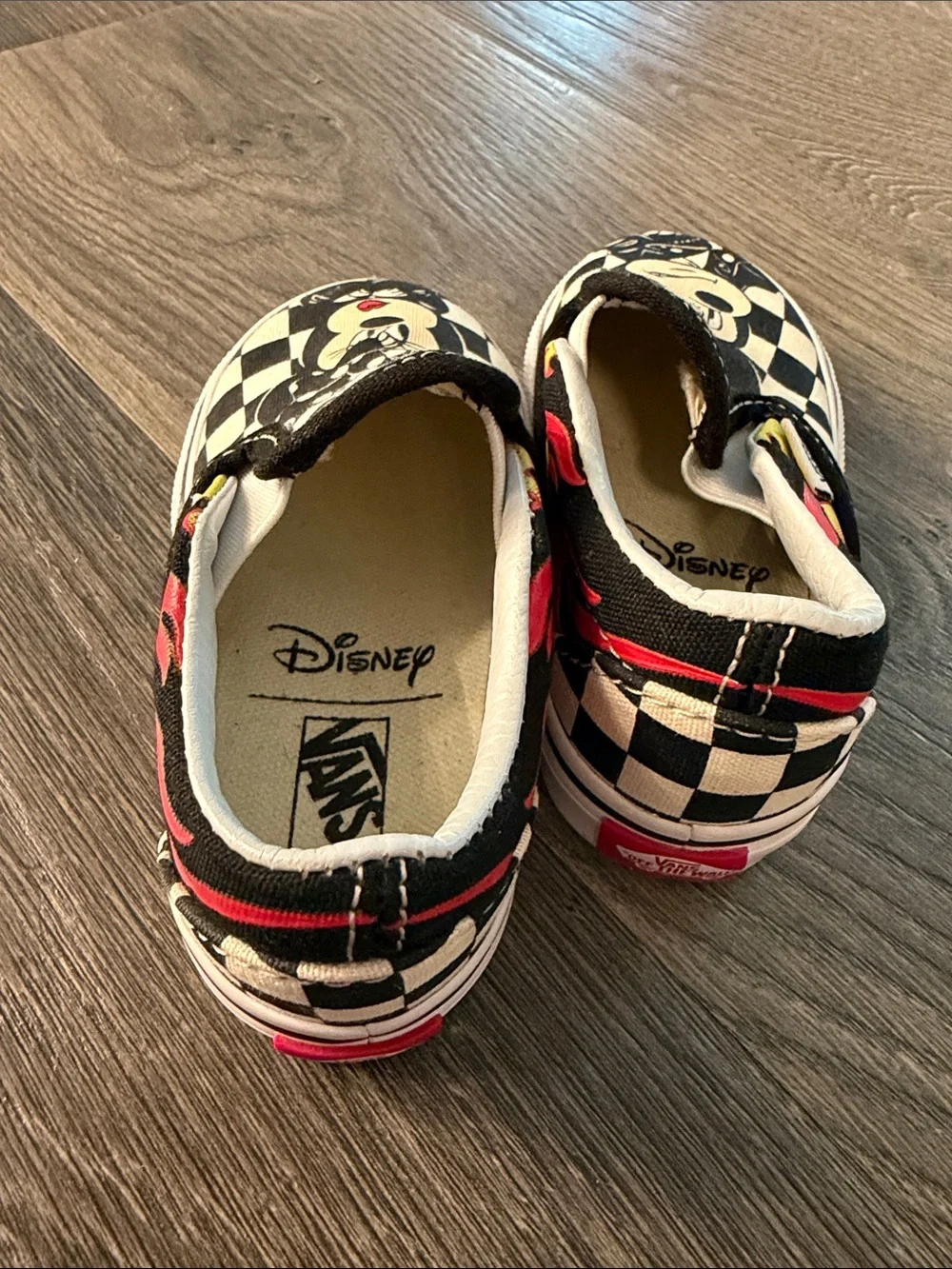 Vans Kids 5.5 Slip-On Mickey & Minnie Black White Check